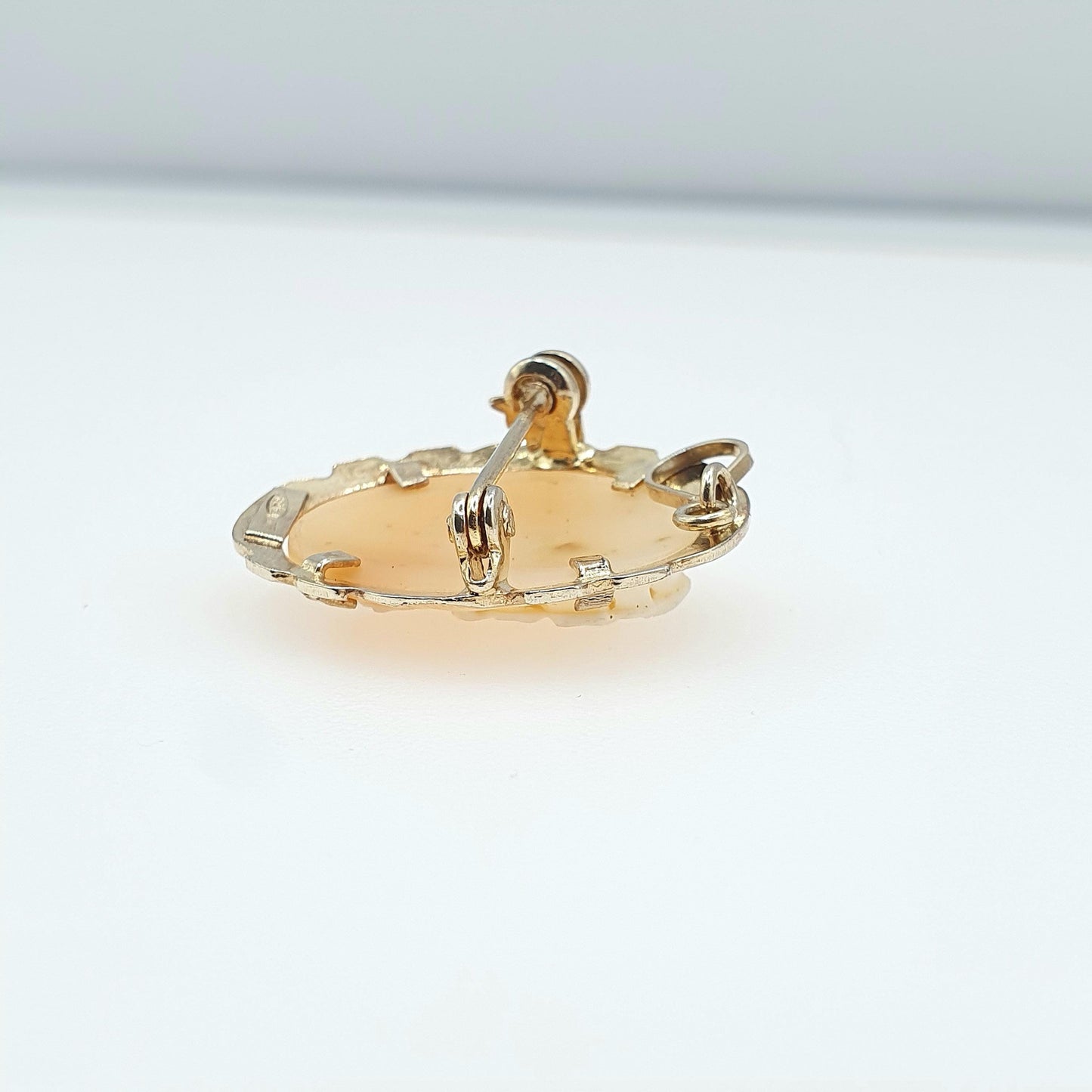 Vintage Sterling Silver Gold Vermeil Flower Cameo Pendant Brooch Hand Carved Shell Floral Jewelry Jewellery Womens Mens Unisex