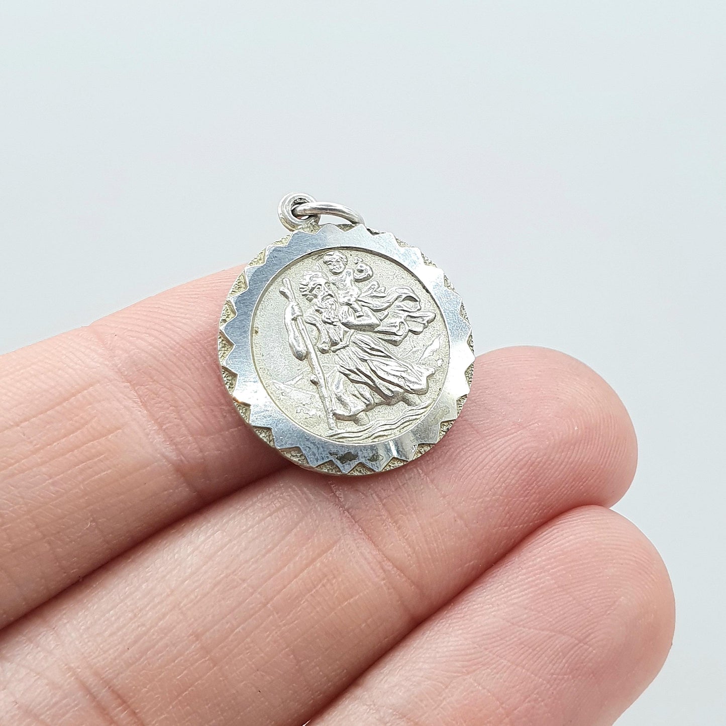 GEORG JENSEN Vintage Sterling Silver St Christopher Pendant Double Sided Car Plane Boat Womens Mens Unisex Jewellery Jewelry