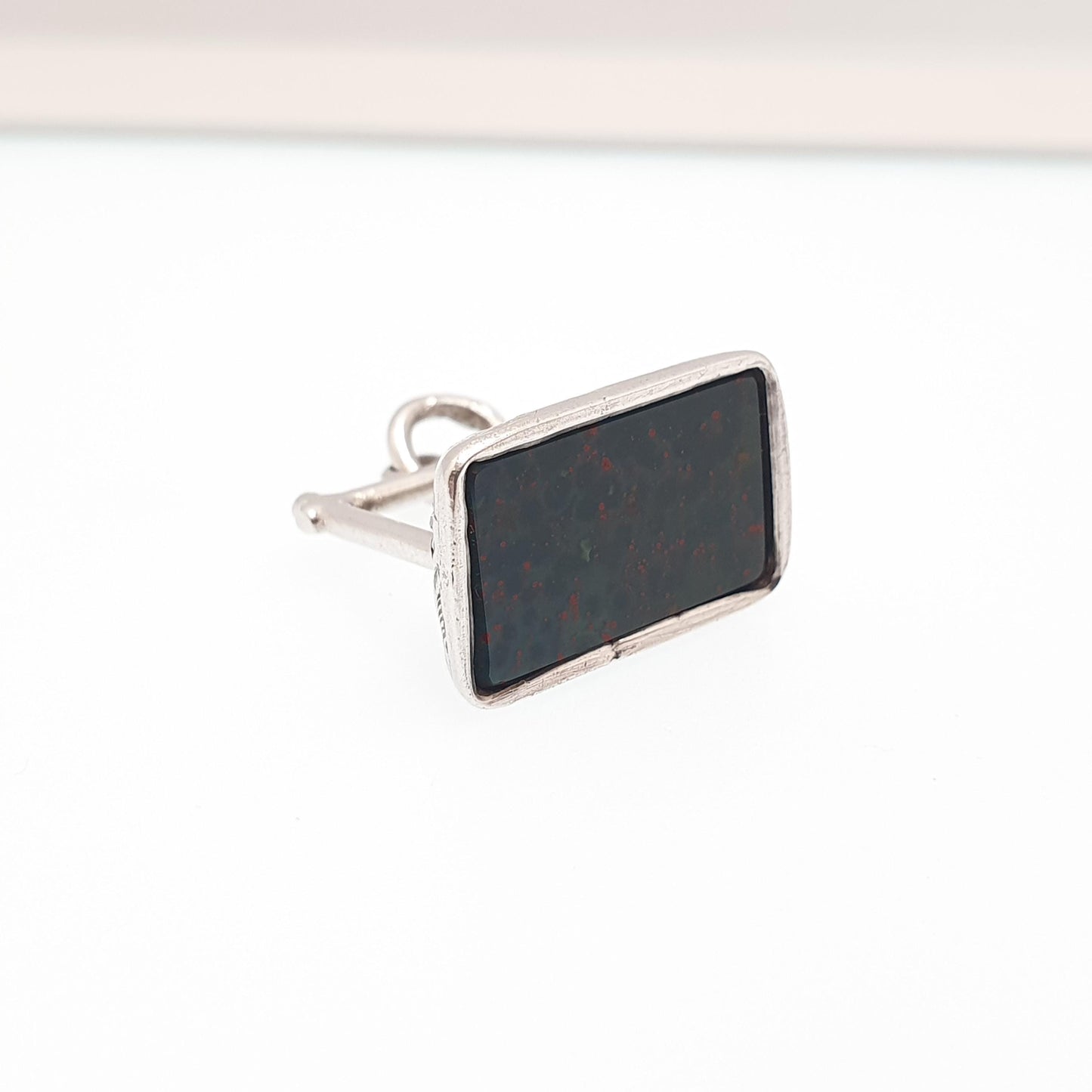 Antique Sterling Silver Football Soccer Fob Pendant Bloodstone Goalposts Victorian 1896 Hallmark Necklace Vintage Jewelry Jewellery