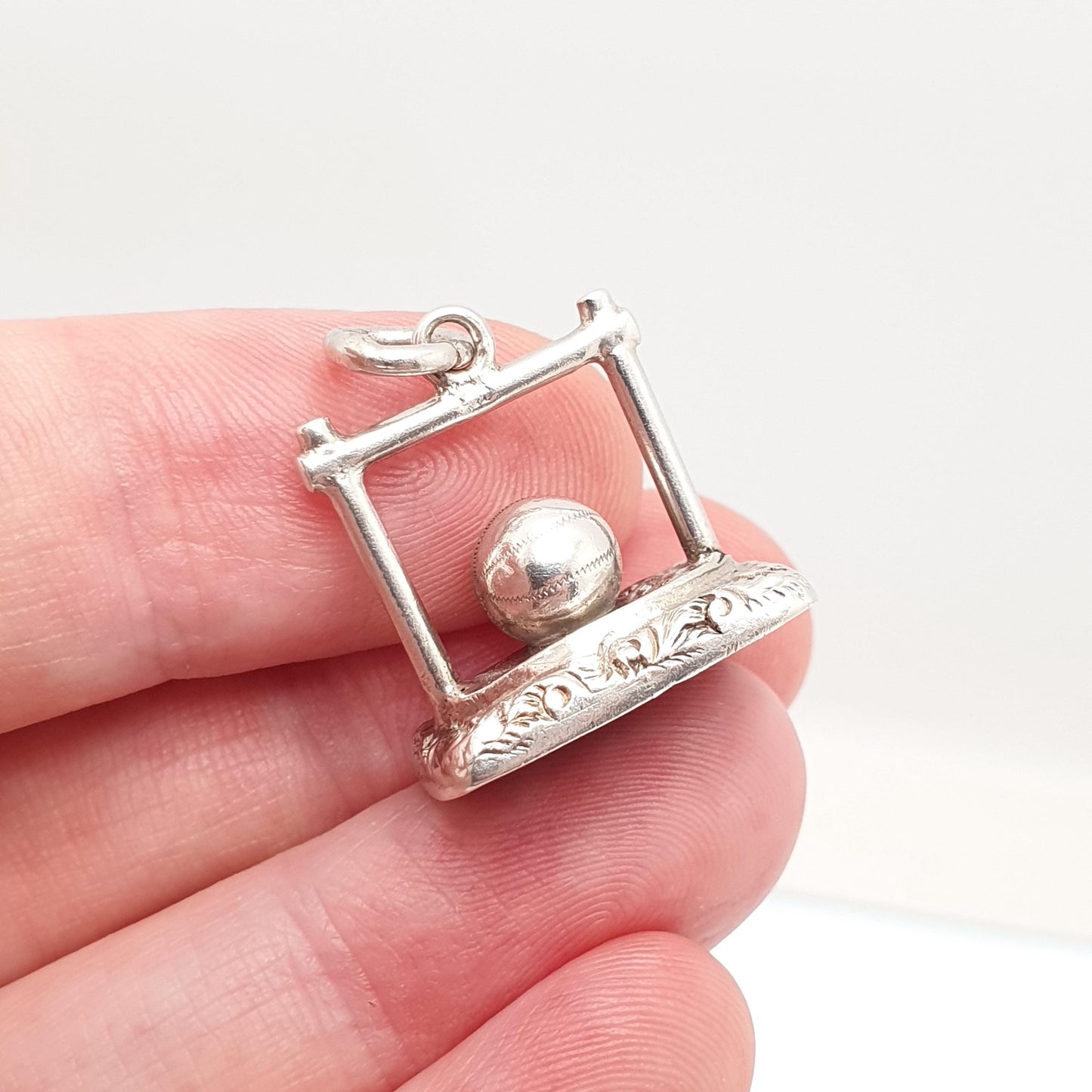 Antique Sterling Silver Football Soccer Fob Pendant Bloodstone Goalposts Victorian 1896 Hallmark Necklace Vintage Jewelry Jewellery