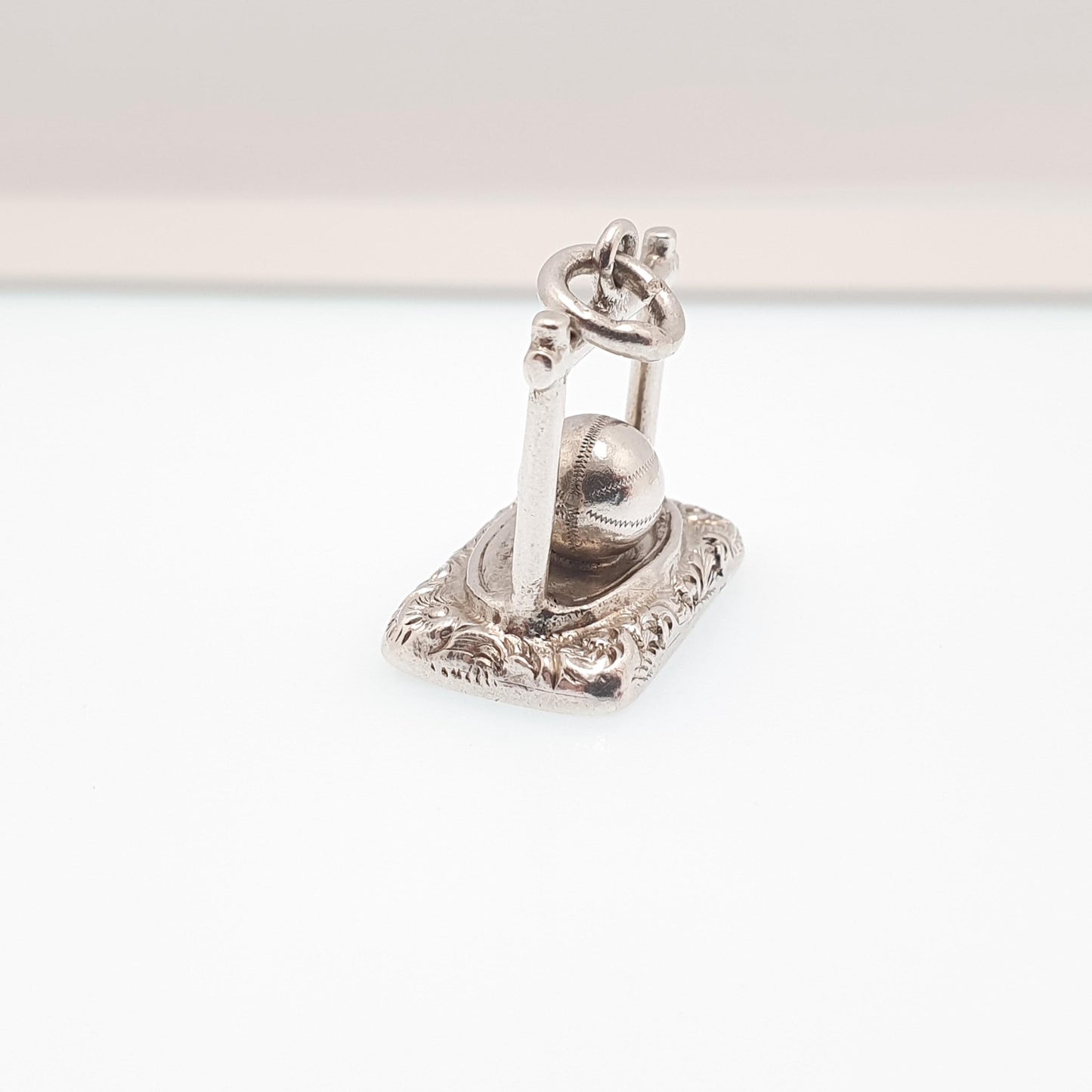 Antique Sterling Silver Football Soccer Fob Pendant Bloodstone Goalposts Victorian 1896 Hallmark Necklace Vintage Jewelry Jewellery