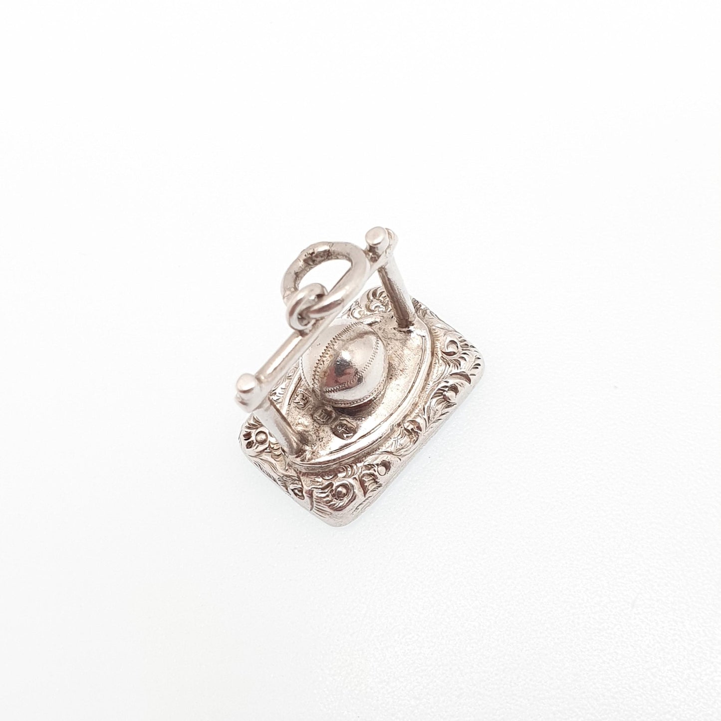 Antique Sterling Silver Football Soccer Fob Pendant Bloodstone Goalposts Victorian 1896 Hallmark Necklace Vintage Jewelry Jewellery