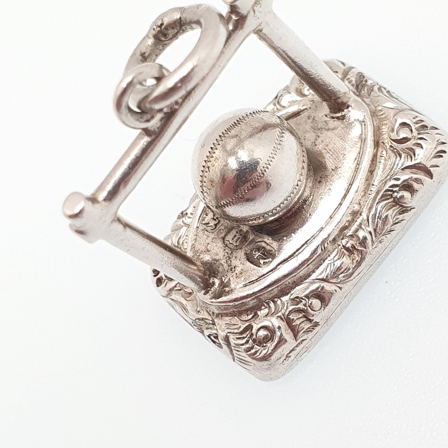 Antique Sterling Silver Football Soccer Fob Pendant Bloodstone Goalposts Victorian 1896 Hallmark Necklace Vintage Jewelry Jewellery