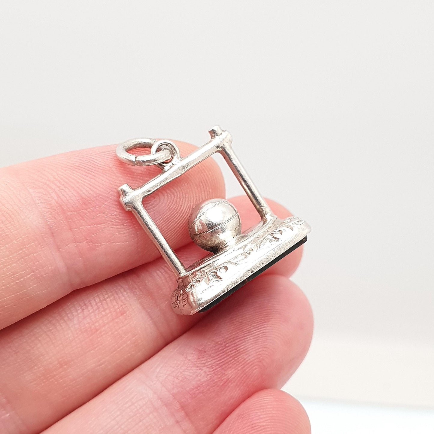 Antique Sterling Silver Football Soccer Fob Pendant Bloodstone Goalposts Victorian 1896 Hallmark Necklace Vintage Jewelry Jewellery