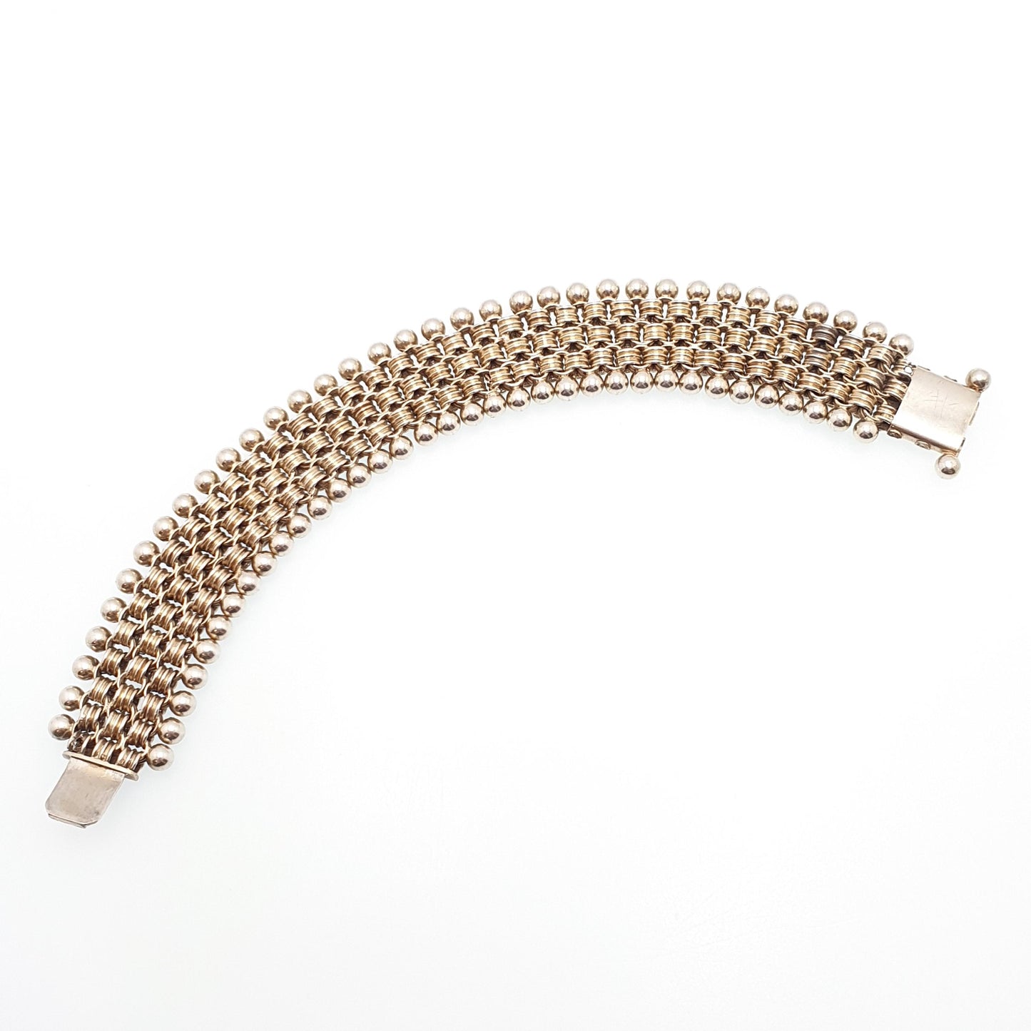 Antique Victorian Solid Silver Book Chain Bracelet Bookchain Star and Bead Belcher Link 18cm 36.19g 1800s Vintage Mens Womens