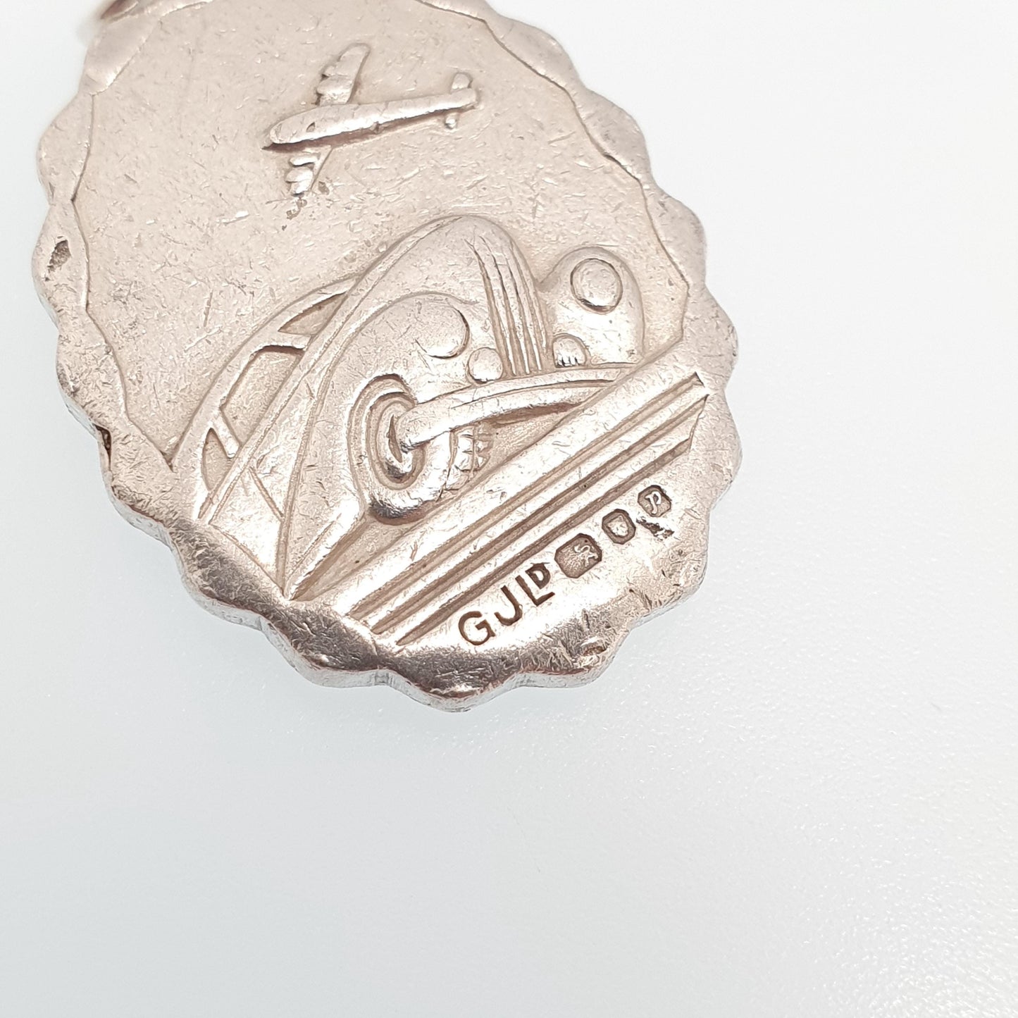 GEORG JENSEN Vintage Sterling Silver St Christopher Pendant Necklace Car Plane Oval Double Sided Necklace Saint Jewellery Jewelry Men Women
