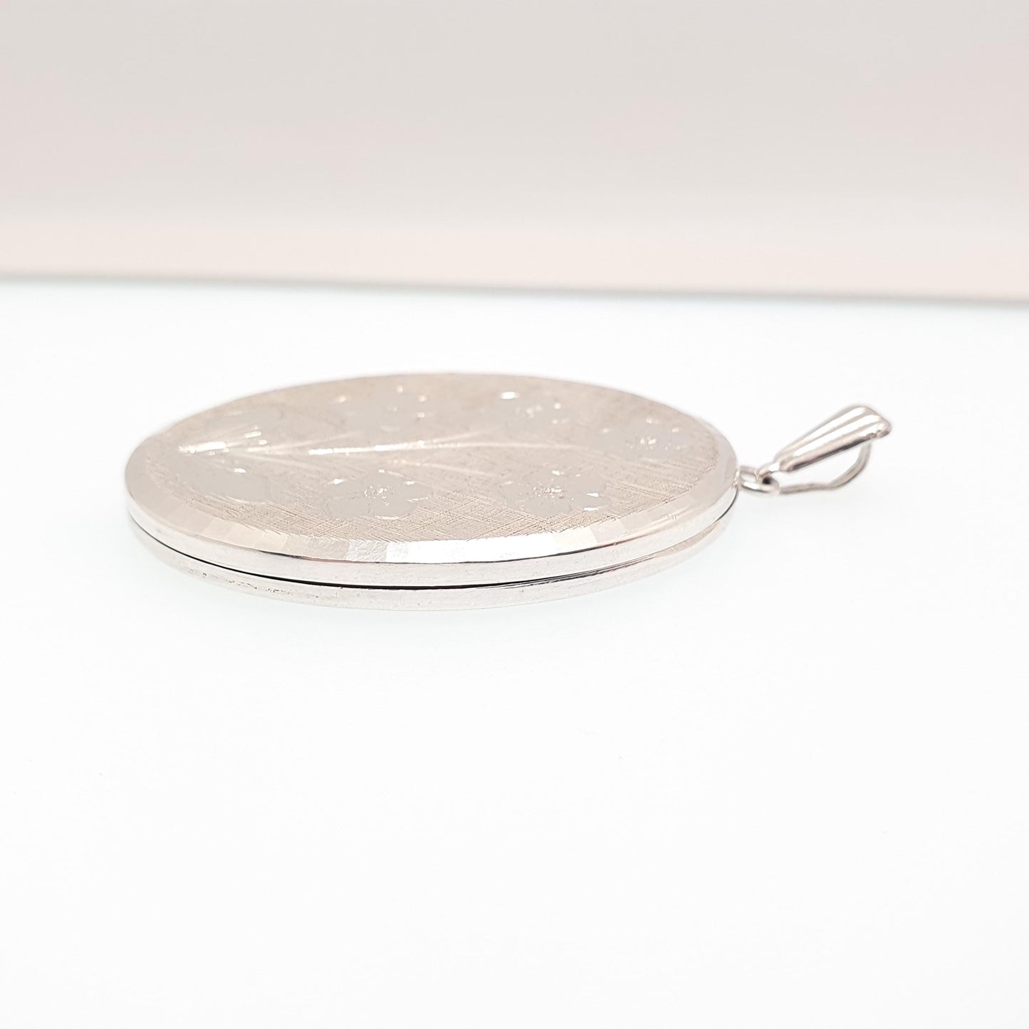 Vintage GEORG JENSEN Sterling Silver Locket Very Large Big 1968 Hallmark Flower Engraved Necklace Pendant Picture Photo Jewelry Jewellery