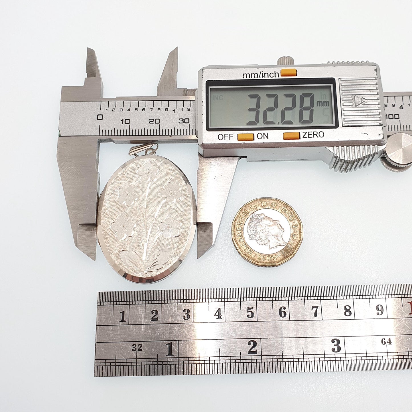 Vintage GEORG JENSEN Sterling Silver Locket Very Large Big 1968 Hallmark Flower Engraved Necklace Pendant Picture Photo Jewelry Jewellery