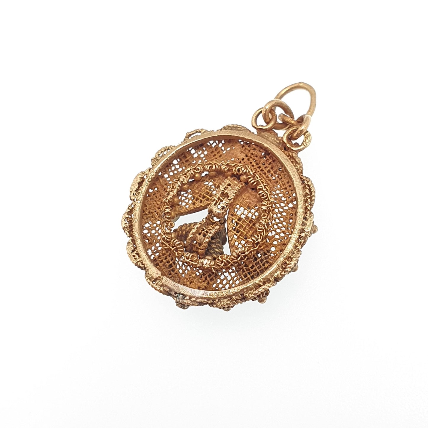 Antique Gold Vermeil Garnet & Turquoise Pendant Solid Silver Necklace Austro Hungarian Genuine Gemstone Filigree Vintage Jewelry Jewellery