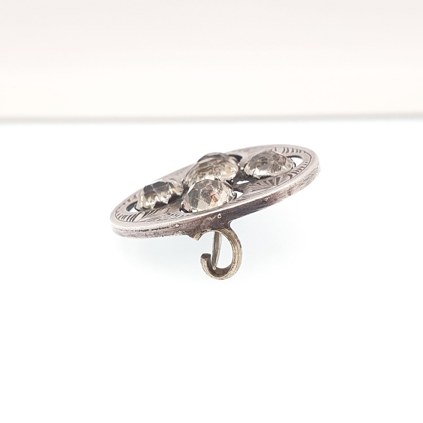 Antique Victorian Solid Silver Diamond Paste Brooch Cruciform Shape 1887 Hallmark Emerald Old Cut Cross Vintage Womens Jewelry Jewellery