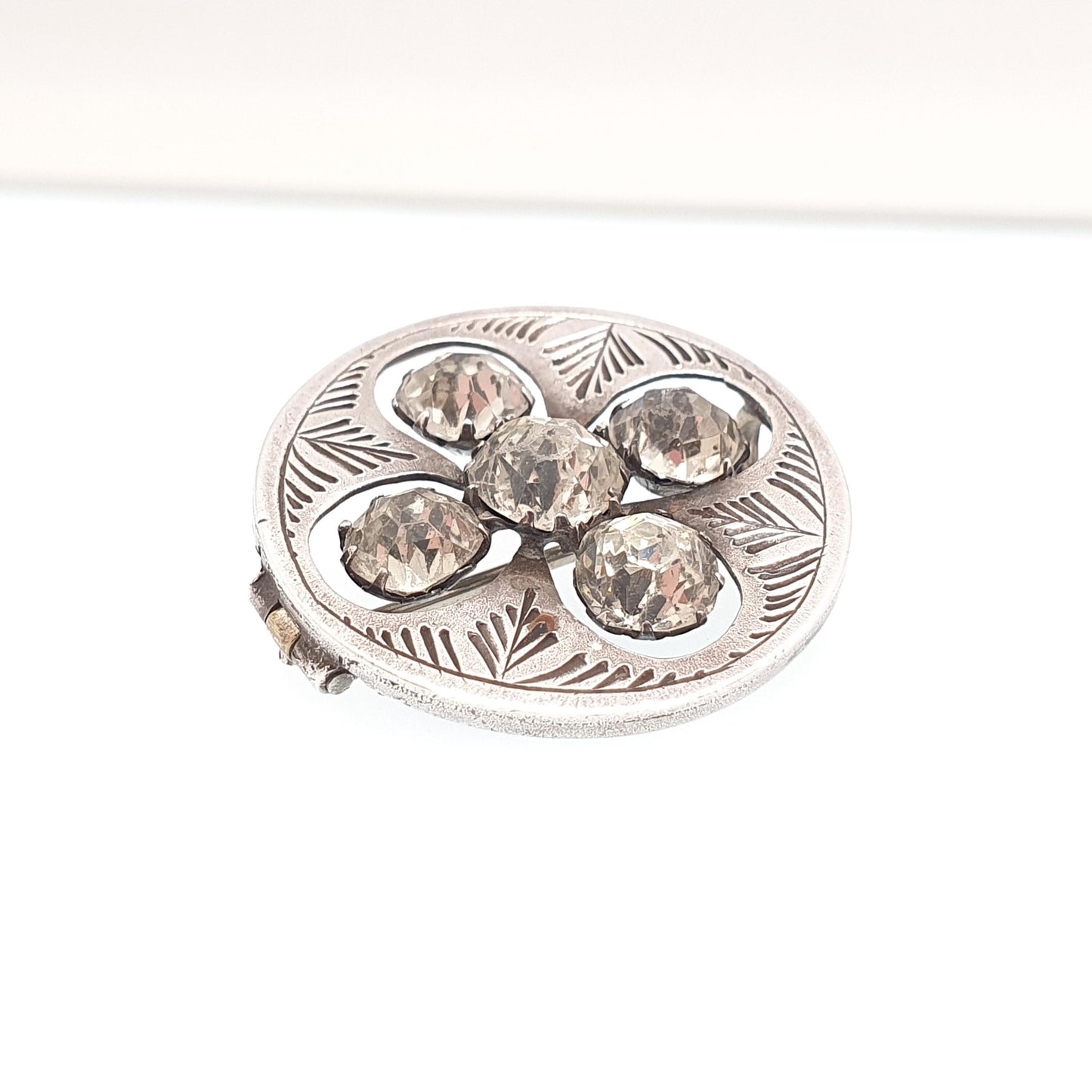Antique Victorian Solid Silver Diamond Paste Brooch Cruciform Shape 1887 Hallmark Emerald Old Cut Cross Vintage Womens Jewelry Jewellery