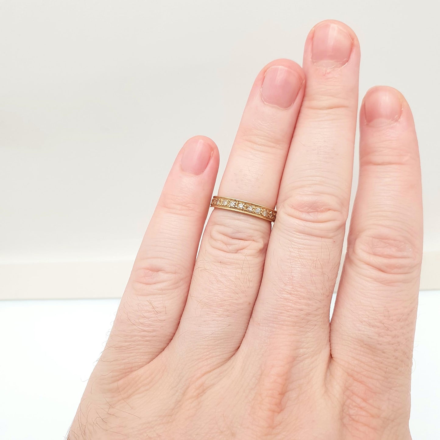 Antique 18ct Gold Diamond Ring Full Eternity Art Deco Solid 18k 18kt Yellow 1920s Vintage Wedding Band Womens Engagement Jewelry Jewellery