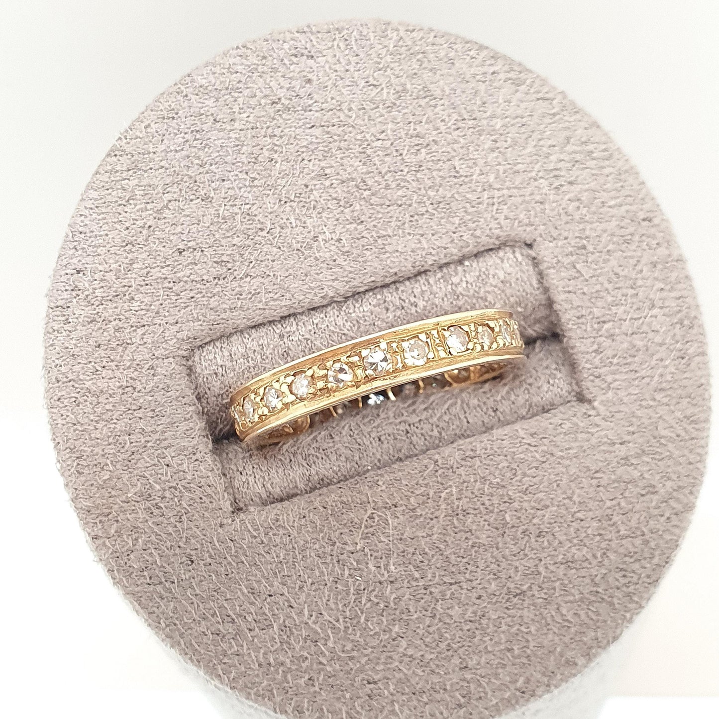 Antique 18ct Gold Diamond Ring Full Eternity Art Deco Solid 18k 18kt Yellow 1920s Vintage Wedding Band Womens Engagement Jewelry Jewellery