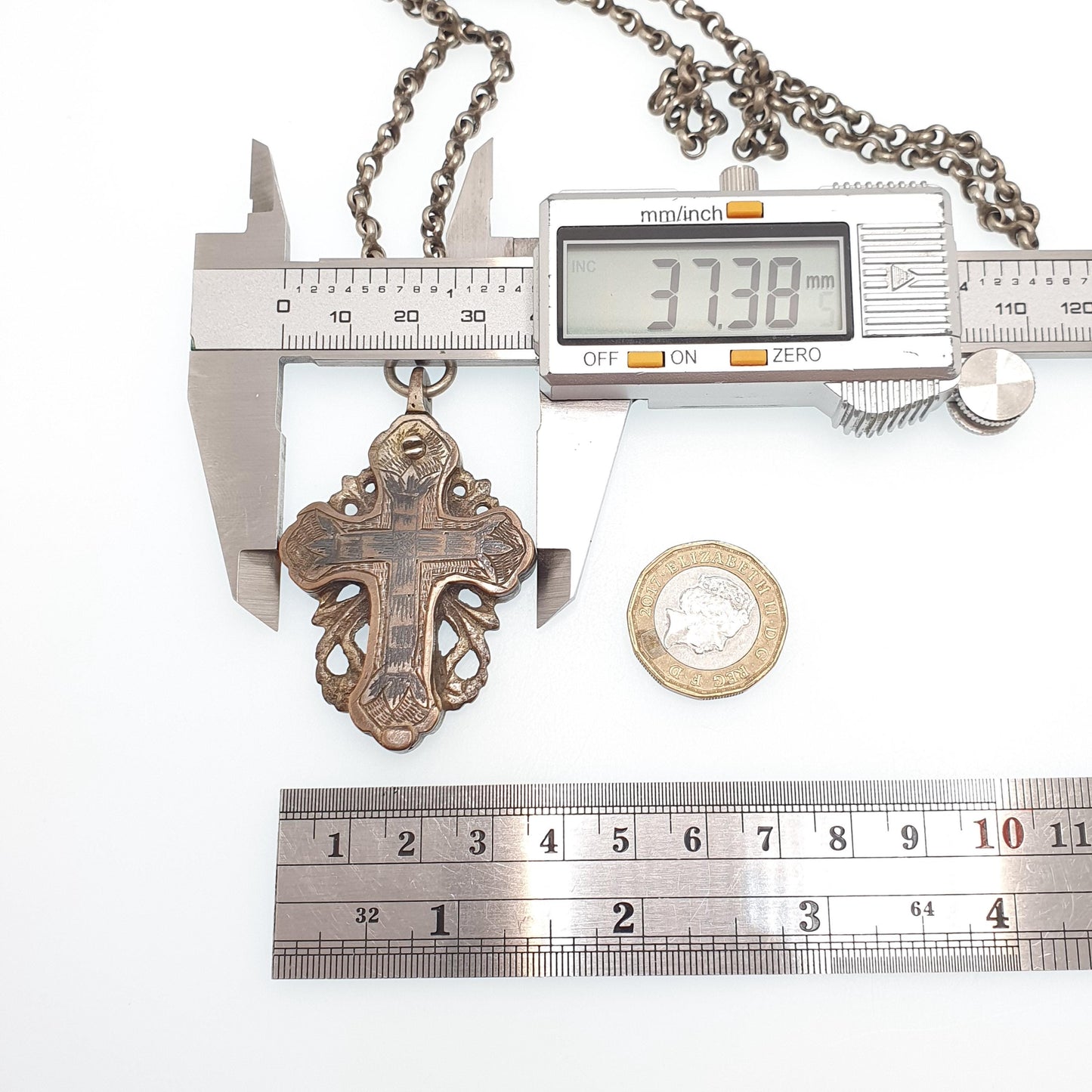 Antique Georgian Relic Crucifix Necklace Pendant Reliquary Cross Jesus Silver Tone Niello Opening Locket Vintage Jewelry Jewellery