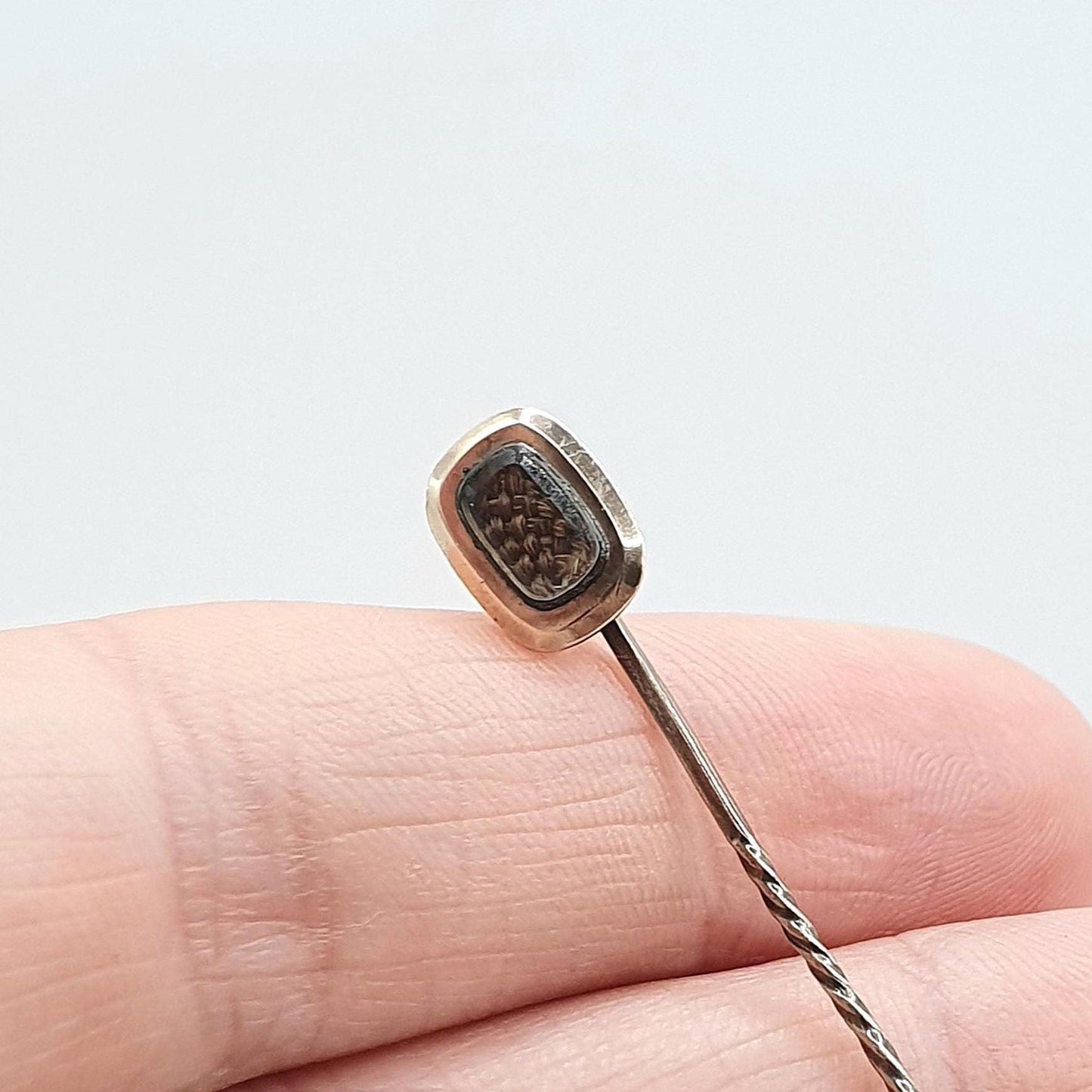 Antique Victorian 9ct Gold Head Mourning Stick Pin Locket with Hair Keepsake Rolled Gold Pin Vintage Womens Jewellery Jewelry