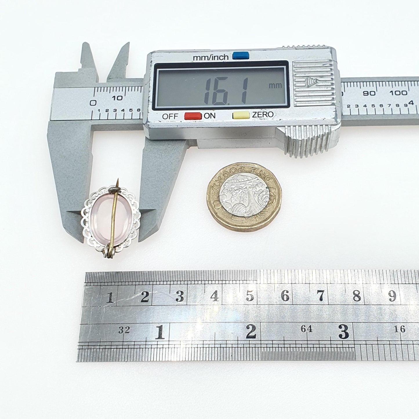 Antique Victorian Solid Silver Rose Quartz Brooch Oval Cut Clear Example Genuine Pink Gemstone Vintage Womens Jewelry Jewellery