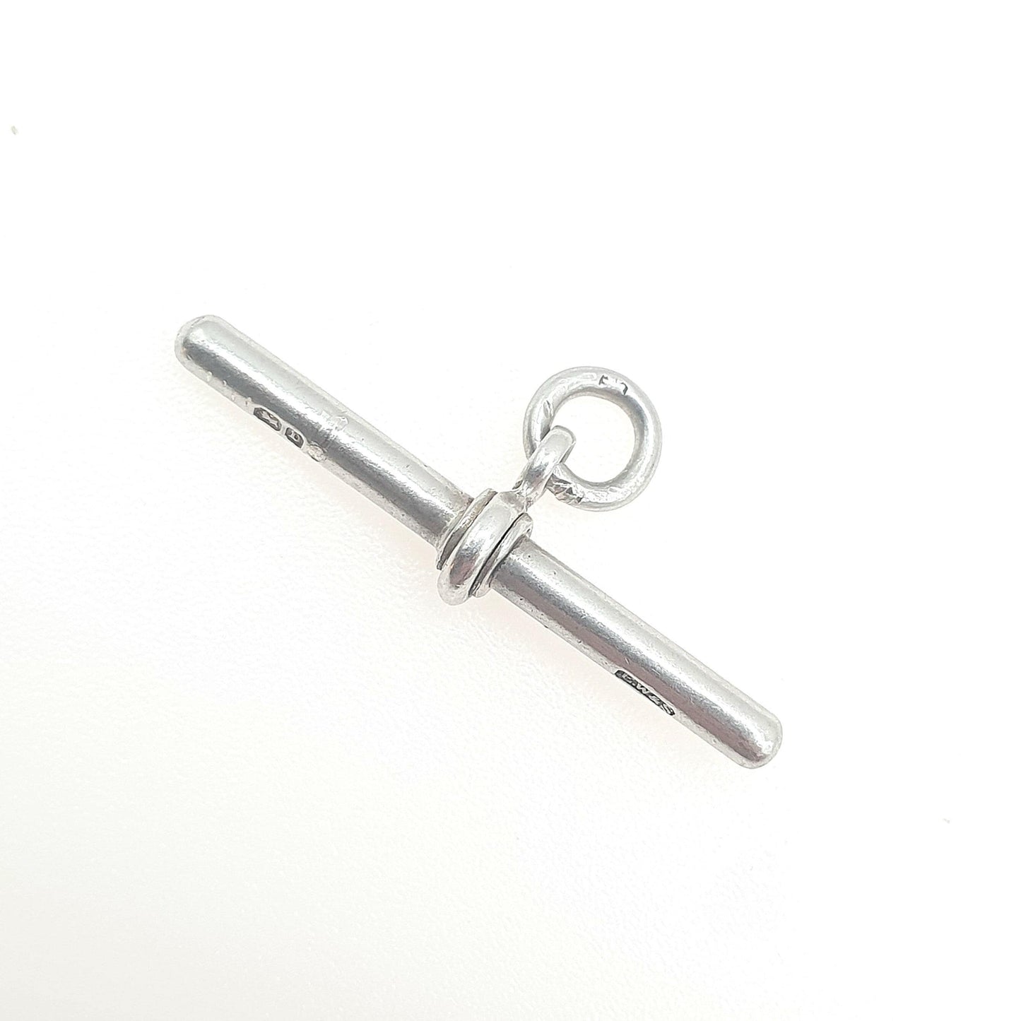 Antique Victorian Sterling Silver T Bar Pendant Fob Charm Necklace 1888 Hallmark Albert Chain Vintage Mens Womens Jewelry Jewellery