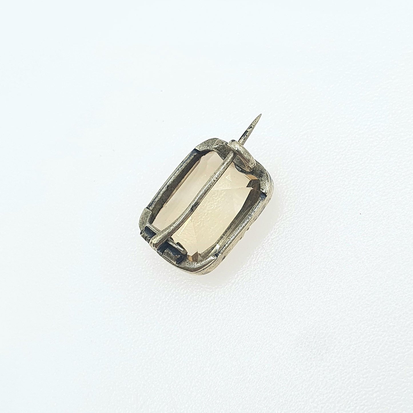 Antique Victorian Natural Citrine Brooch Rectangular Cut Gold Tone Base Metal Orange Quartz Vintage Ladies Womens Jewelry Jewellery