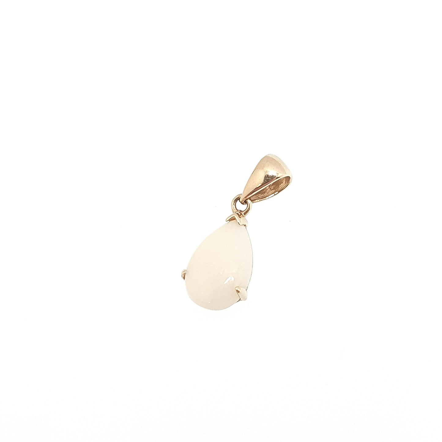 Vintage 9k 9ct Gold Opal Pendant Solid 375 9kt Necklace Pear Cut White Gemstone Womens Jewelry Jewellery