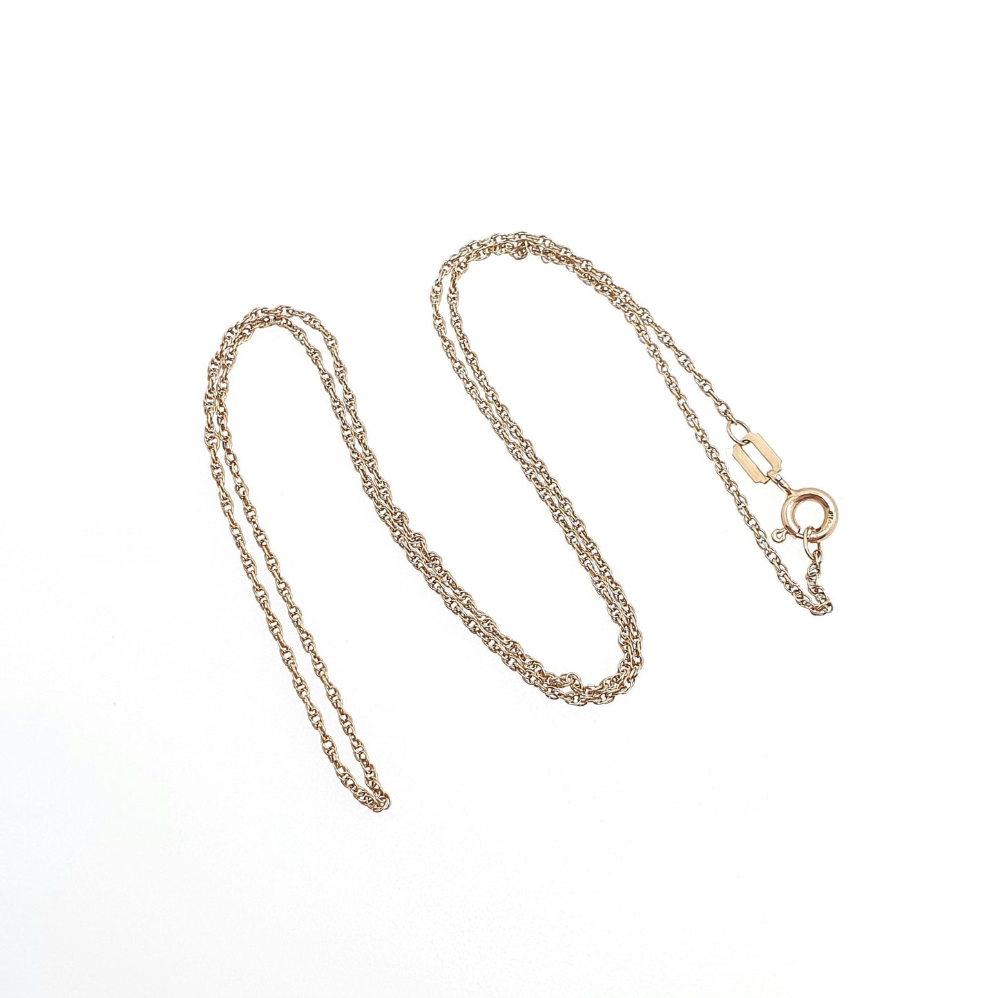 Vintage 9k 9ct Gold Chain Necklace Rope Link 43cm 16.9" 1.32g Solid 9kt 375 Helix Twist Mens Womens Jewelry