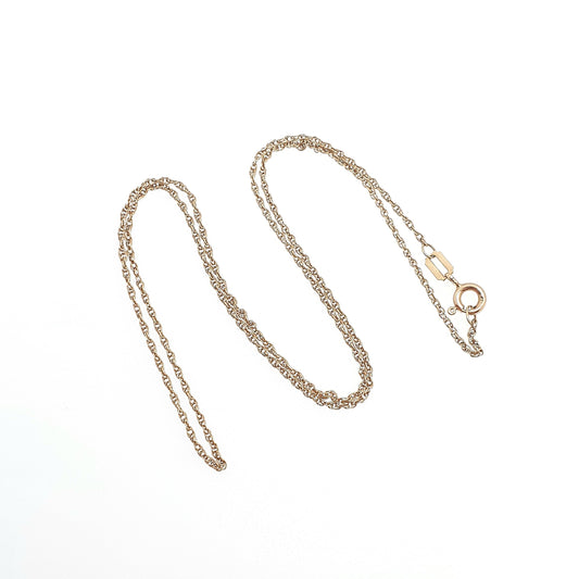 Vintage 9k 9ct Gold Chain Necklace Rope Link 43cm 16.9" 1.32g Solid 9kt 375 Helix Twist Mens Womens Jewelry