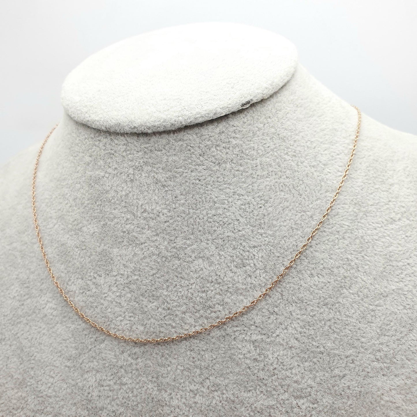 Vintage 9k 9ct Gold Chain Necklace Rope Link 43cm 16.9" 1.32g Solid 9kt 375 Helix Twist Mens Womens Jewelry