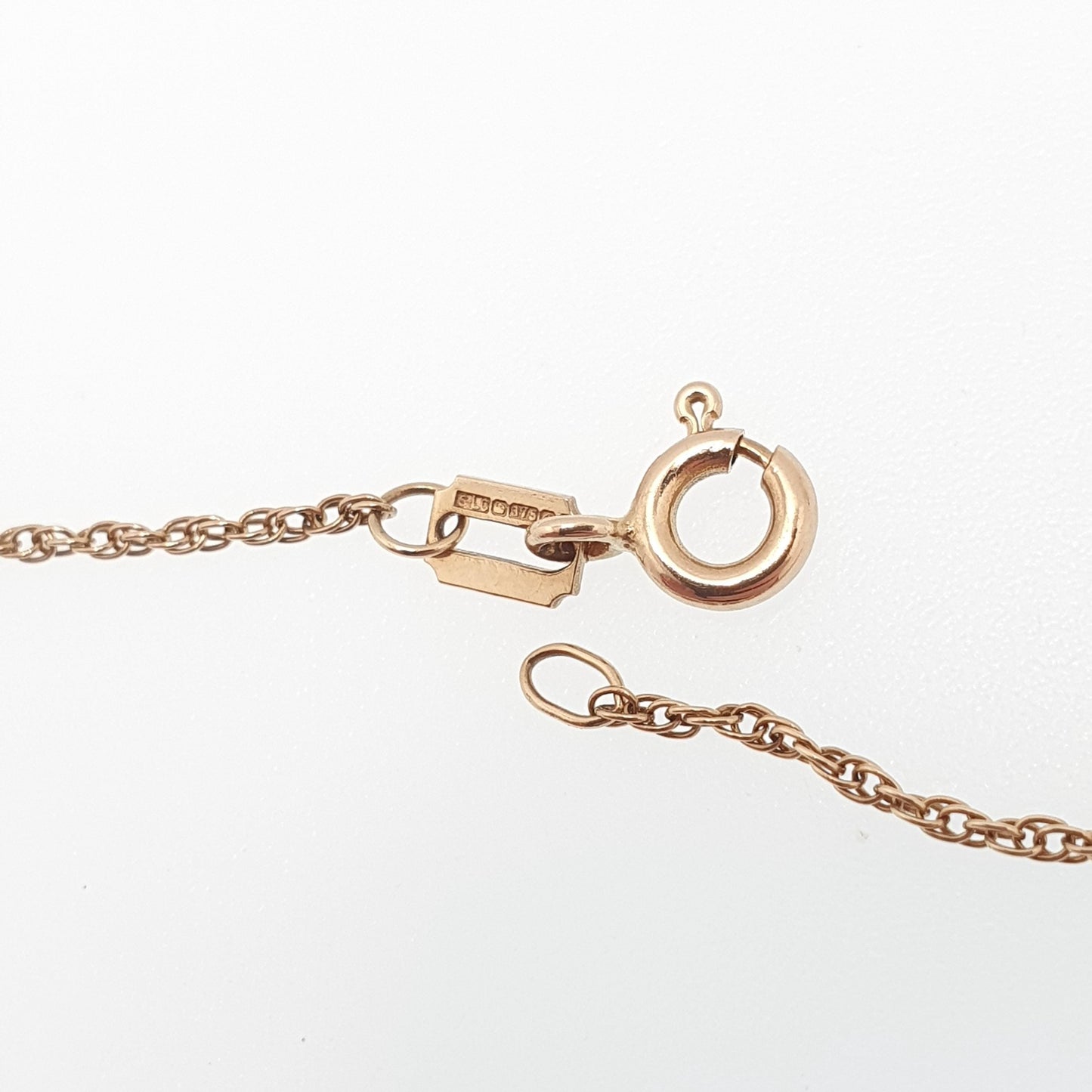 Vintage 9k 9ct Gold Chain Necklace Rope Link 43cm 16.9" 1.32g Solid 9kt 375 Helix Twist Mens Womens Jewelry