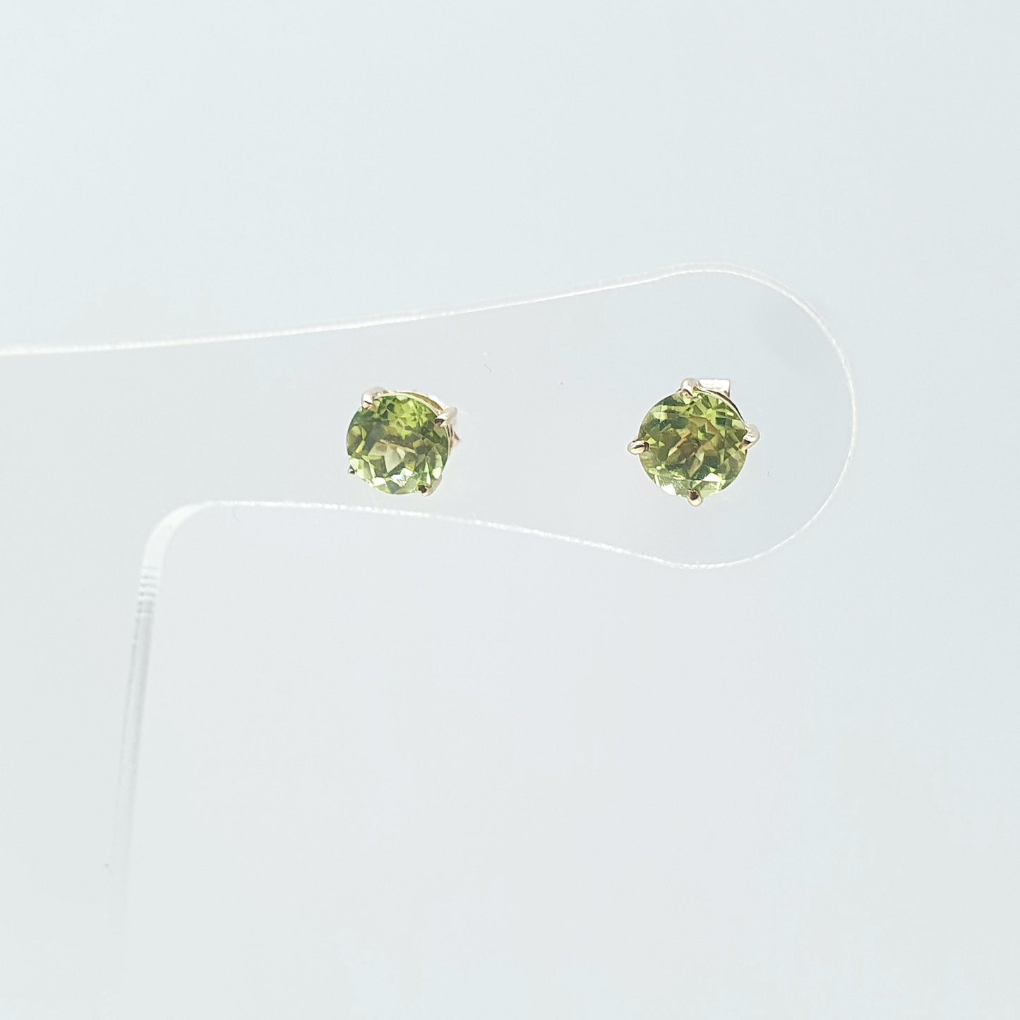 Vintage 9ct Gold Peridot Stud Earrings Olivine Gemstone Green Solid 9k 9kt Round Cut August Birthstone Womens Jewelry Jewellery Mens