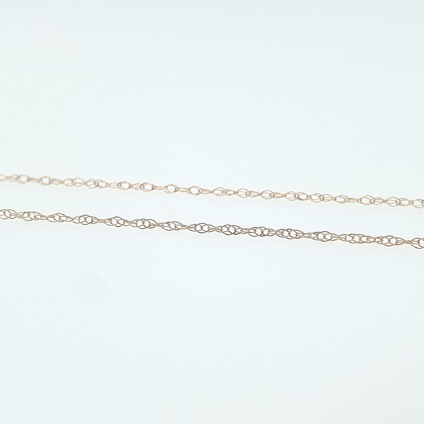 Vintage 9ct Rose Gold Rope Link Chain Necklace Very Fine Dainty Solid 9k 9kt 46cm 18.1” 0.40g Womens Jewelry Jewellery