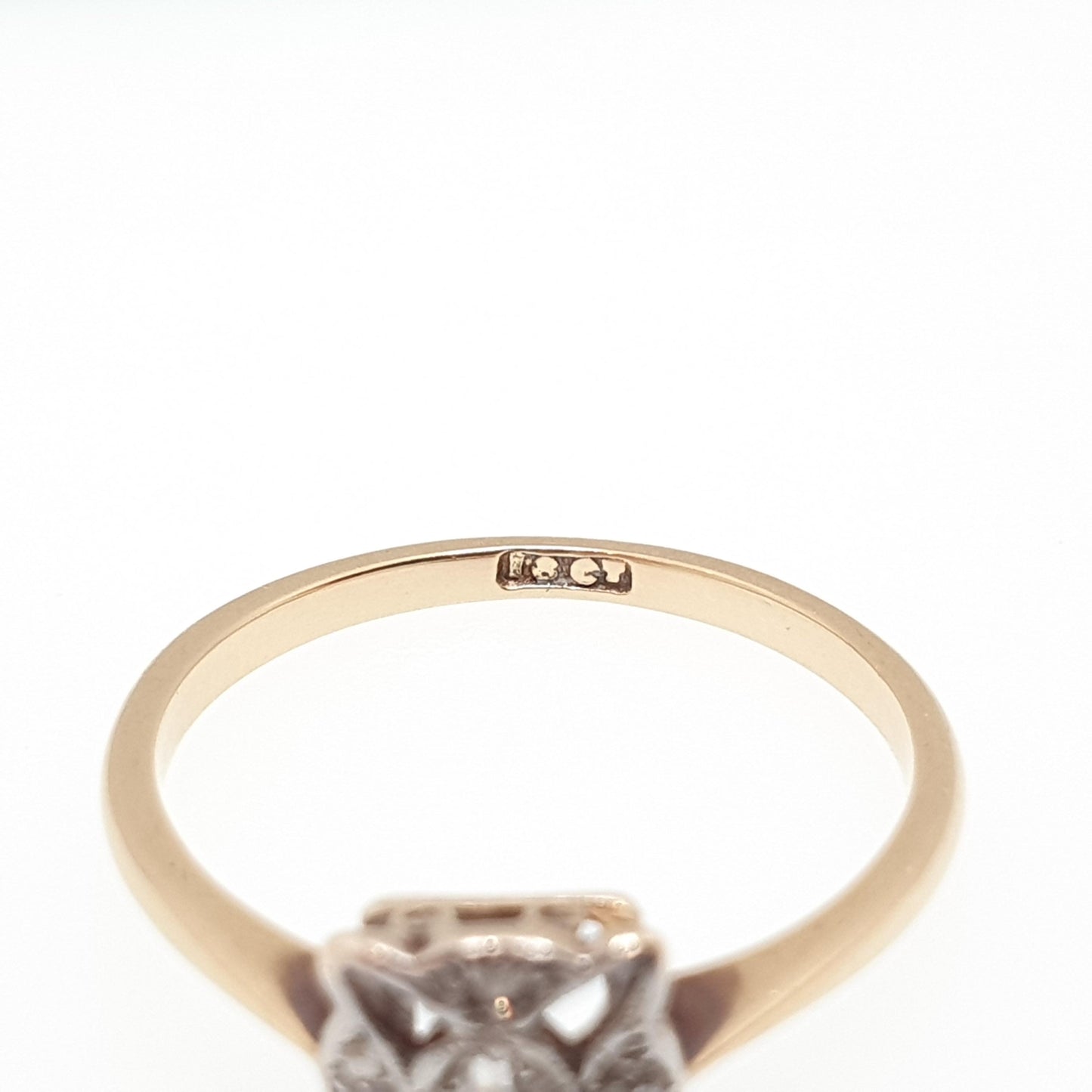 Antique 18k 18ct Gold Diamond Ring Art Deco X Cross Square Shape Solid 750 18kt Wedding Womens Engagement Vintage Jewellery Jewelry US 6 1/4