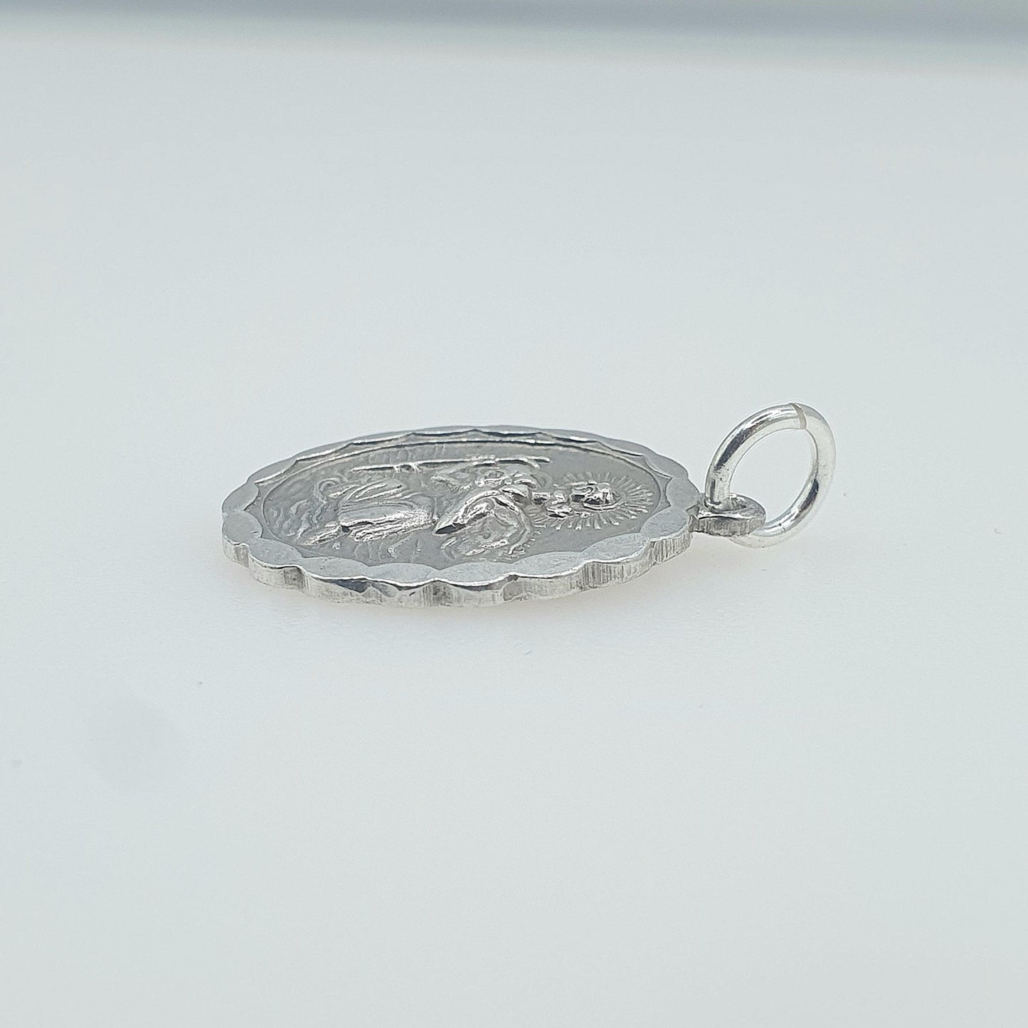 Vintage GEORG JENSEN Sterling Silver St Christopher Pendant Double Sided Oval Car Plane Boat Jewellery Jewelry Men Women