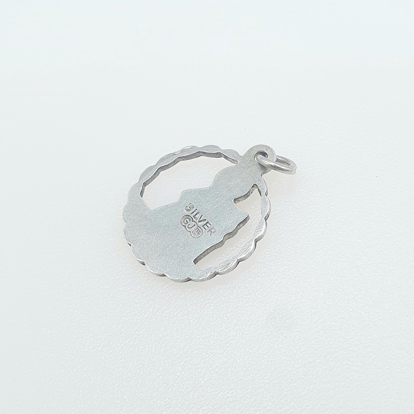 GEORG JENSEN Vintage Sterling Silver St Christopher Pendant Cut Out Pierced Silhouette Round Travel Saint Womens Mens Jewellery Jewelry