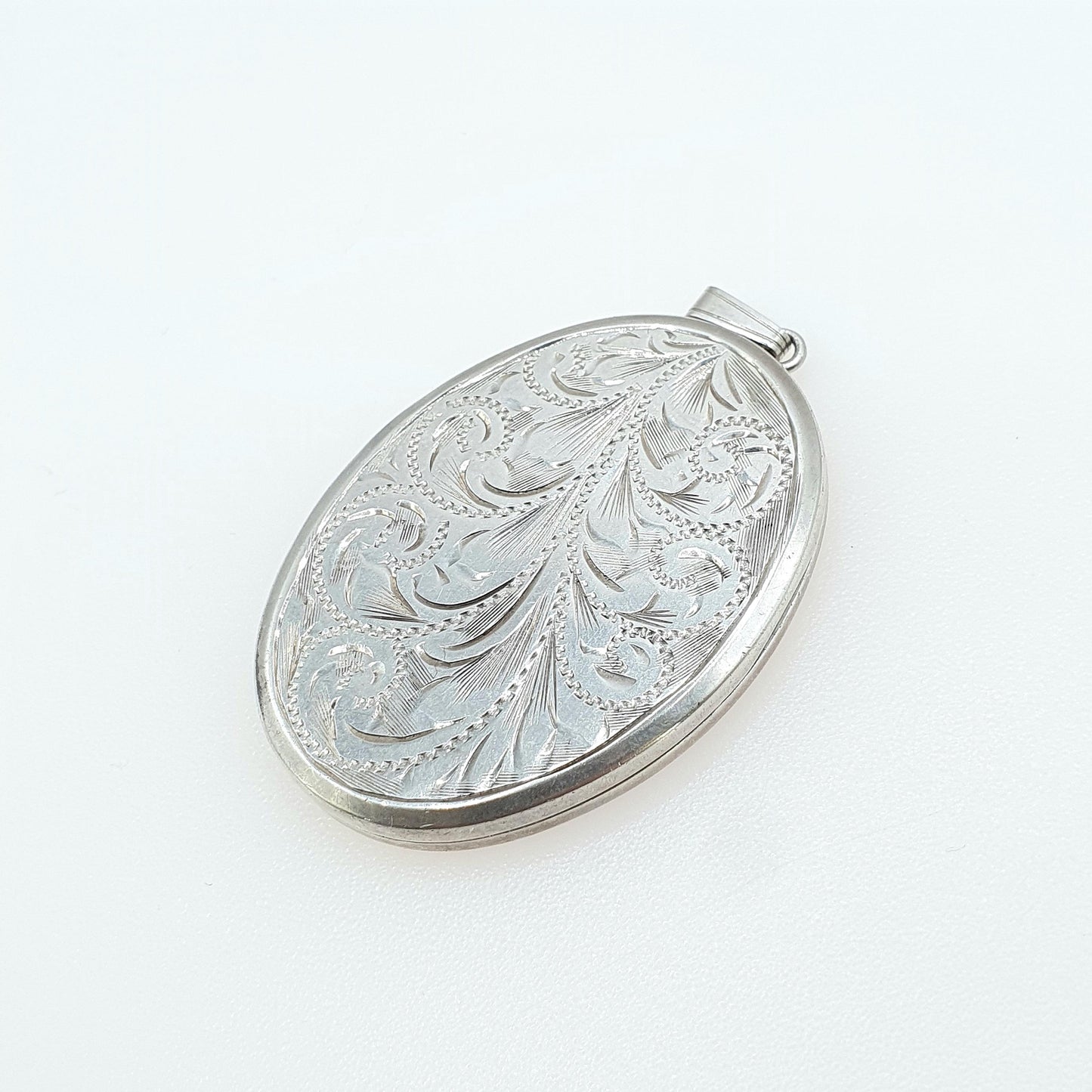Vintage Sterling Silver Large Oval Locket Hand Engraved 1972 Hallmark Solid 925 Keepsake Photo Big Womens Jewelry Mens Unisex Jewellery