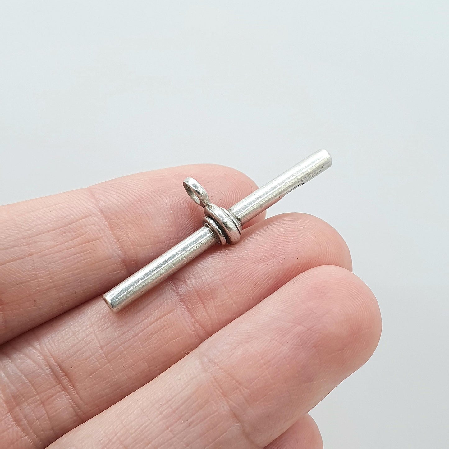 Antique Sterling Silver T Bar Pendant Necklace Albert Chain Fob 1901 Hallmark Unisex Jewelry Jewellery Charm Albertina
