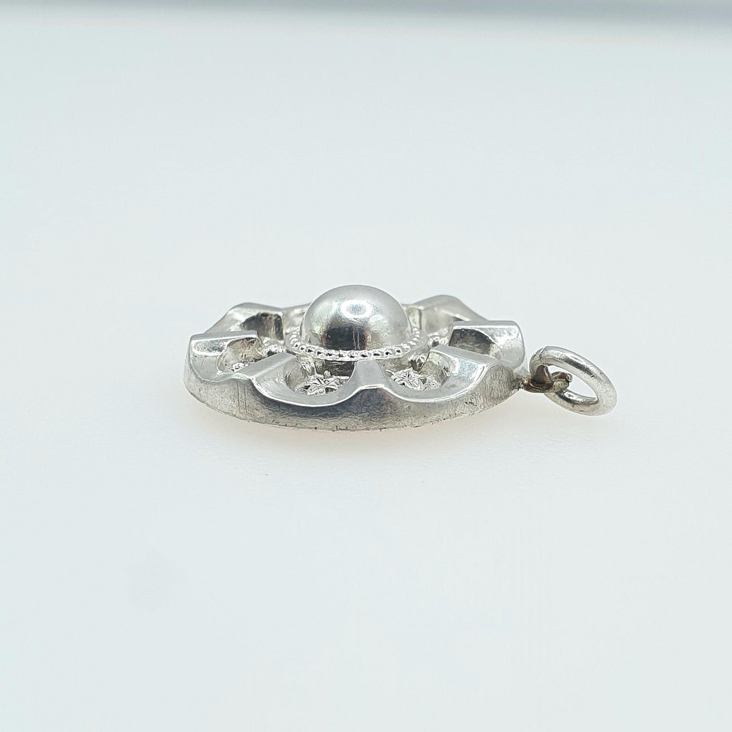 Antique Victorian Solid Silver Pendant Etruscan Revival Round Domed Aesthetic Necklace Womens Jewellery Mens Jewelry Unisex