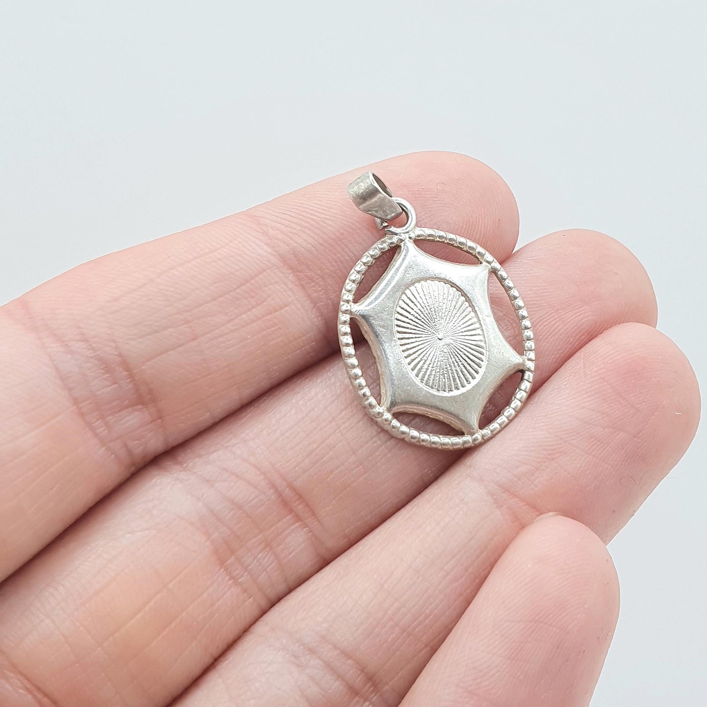 Antique CHARLES HORNER Sterling Silver Pendant Necklace Art Nouveau Sunburst Centre Womens Vintage Jewellery Jewelry