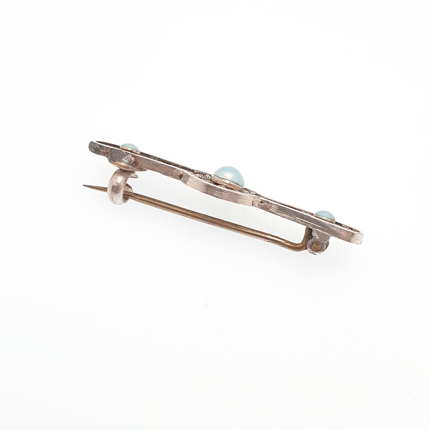 Antique MARIUS HAMMER Solid Silver Brooch Pin Blue Enamel Filigree 930S Scandinavian Jewelry Jewellery Vintage