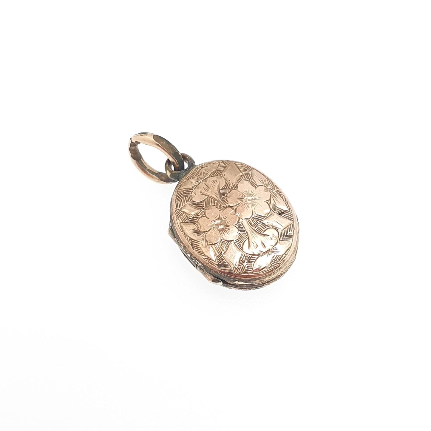 Antique Victorian 9ct Gold Locket 9kt 9k Back and Front Tiny Small Oval Engraved Pendant Necklace Picture Photo Vintage