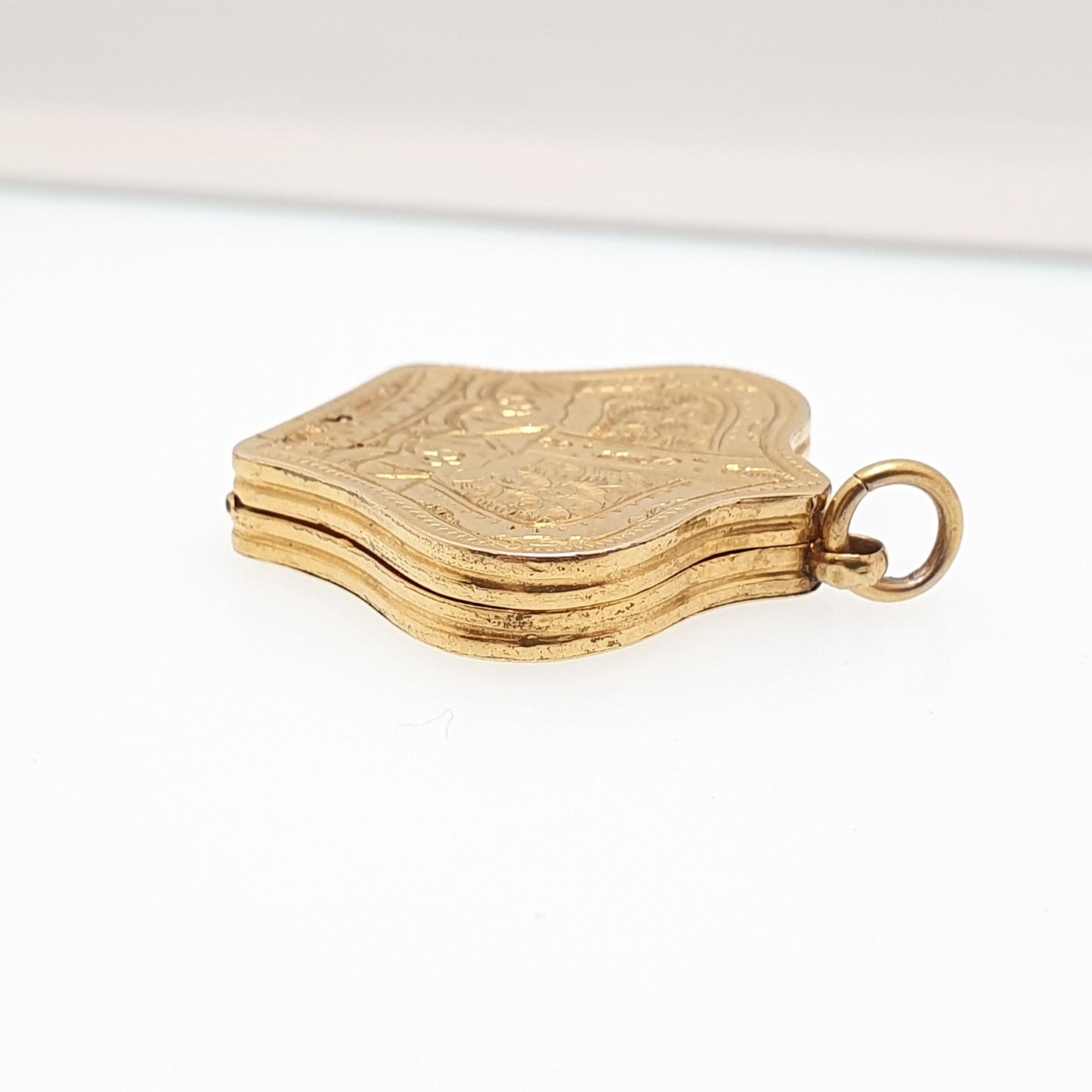 Antique Victorian 9ct Gold Crown Locket 9kt 9k Back and Front Yellow Pendant Royalty King Queen Unusual Shape Vintage Jewellery Jewelry