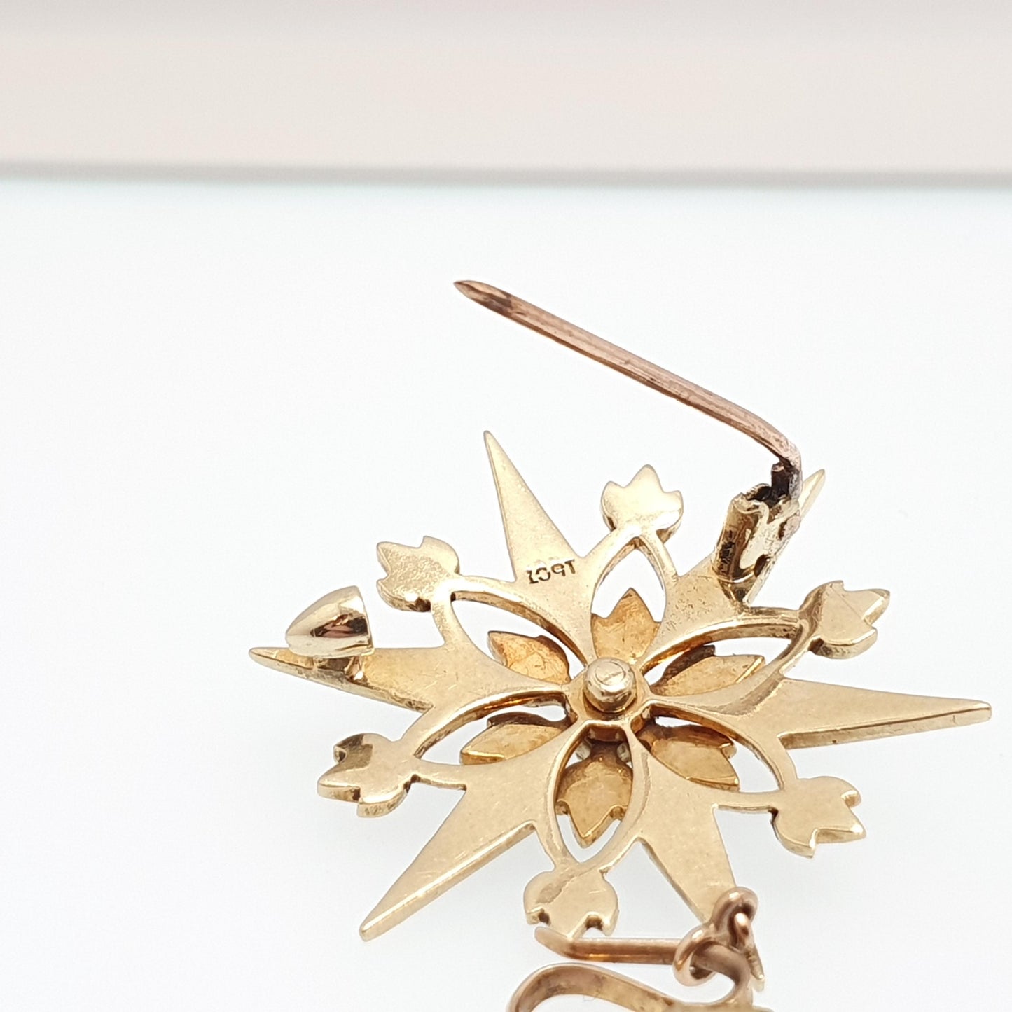 Antique 15ct Gold Star Pendant Seed Pearl Necklace Victorian Brooch Pin Solid 15k 15kt Celestial Vintage Jewellery Jewelry