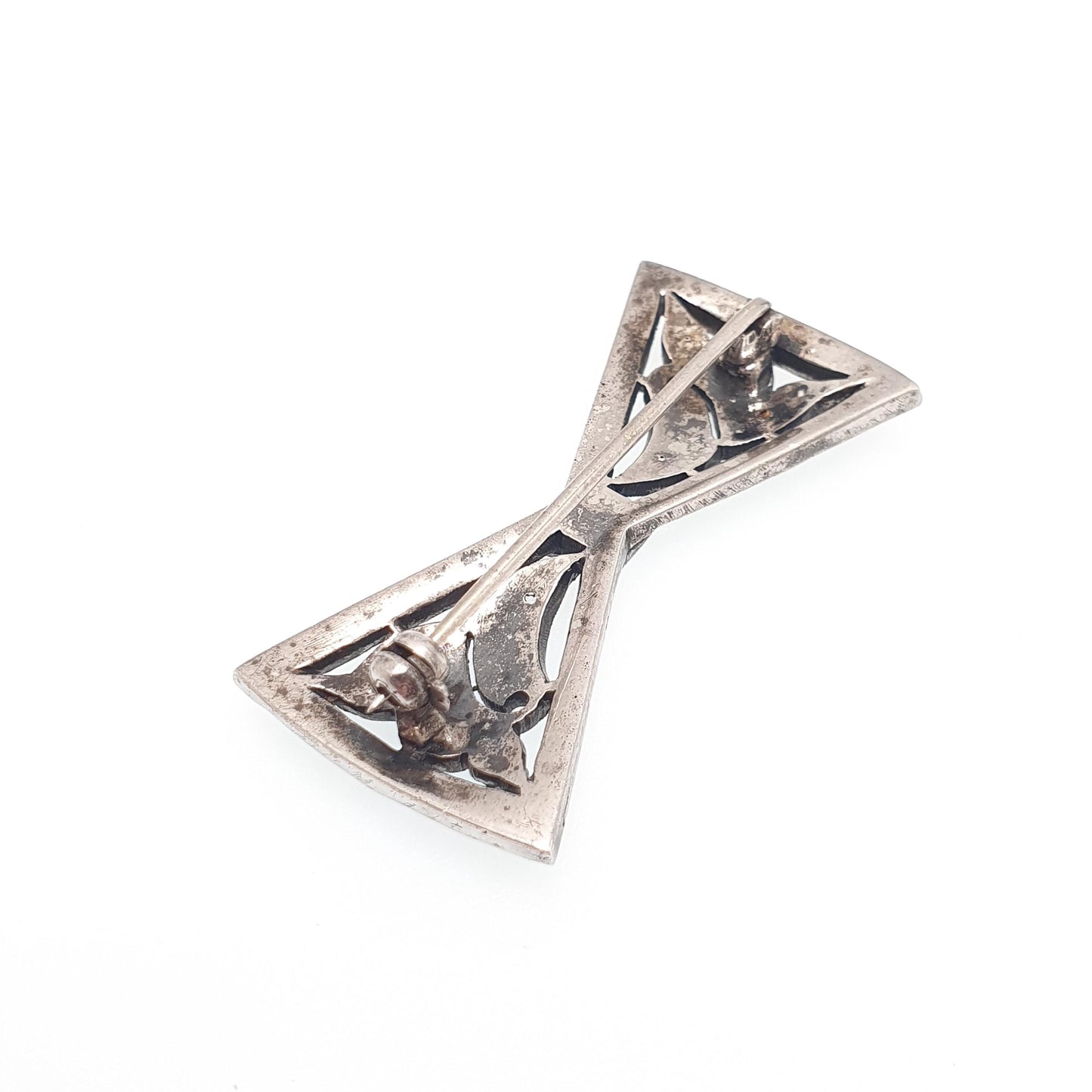 Antique Diamond Paste Solid Silver Bow Brooch Large Big Pin Ribbon Art Deco 1920s Sparkly Vintage Womens Jewelry Jewellery