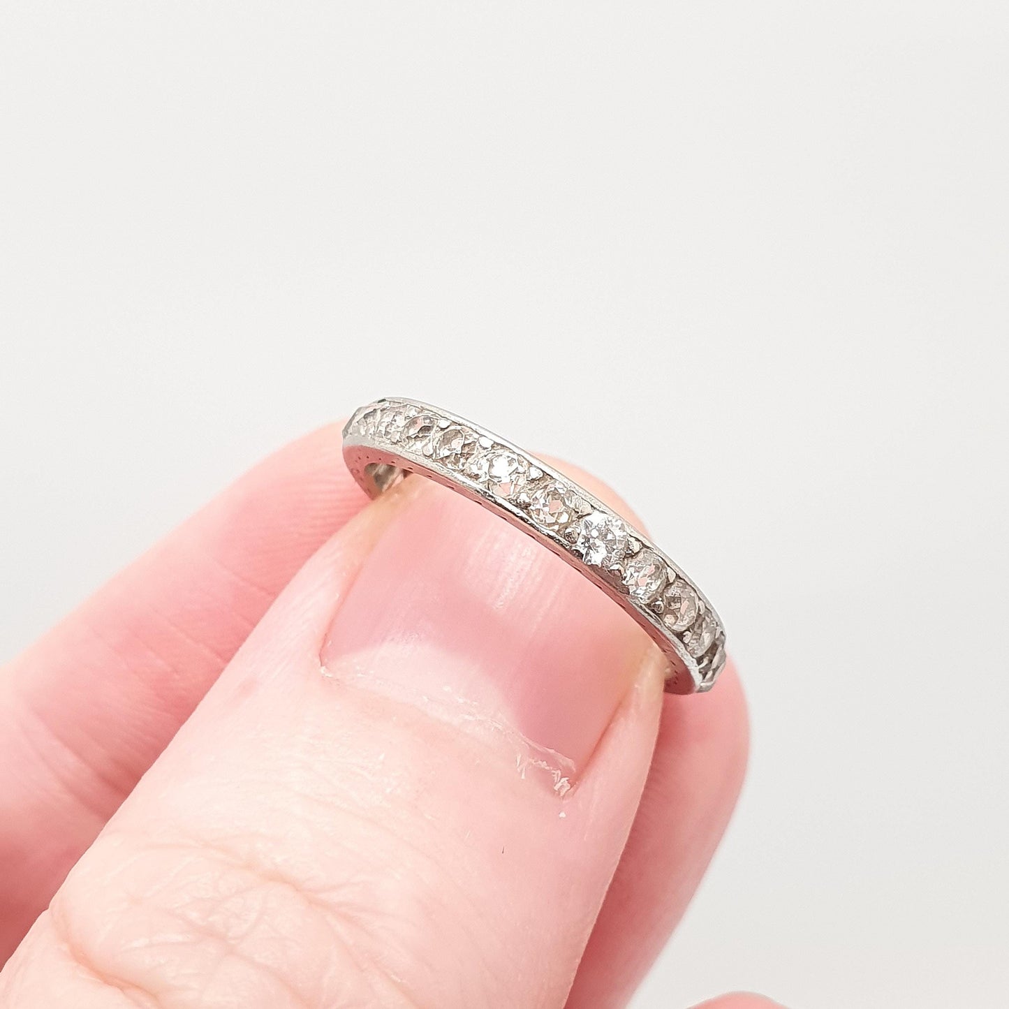 Antique Art Deco Platinum Diamond Eternity Ring 1920s Natural 0.5ct Diamonds Gemstone Full Band Stacker Wedding Womens Jewellery Jewelry