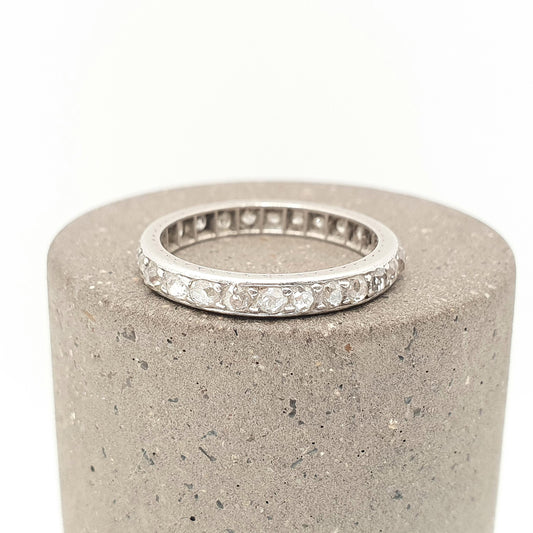 Antique Art Deco Platinum Diamond Eternity Ring 1920s Natural 0.5ct Diamonds Gemstone Full Band Stacker Wedding Womens Jewellery Jewelry