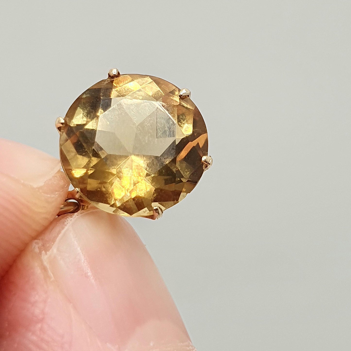 Antique 9ct Gold Citrine Necklace Art Deco Seed Pearl Solid 9k 9kt Round Cut Y Shape 1920s 4.13g 42cm Jewelry Vintage Womens Jewellery