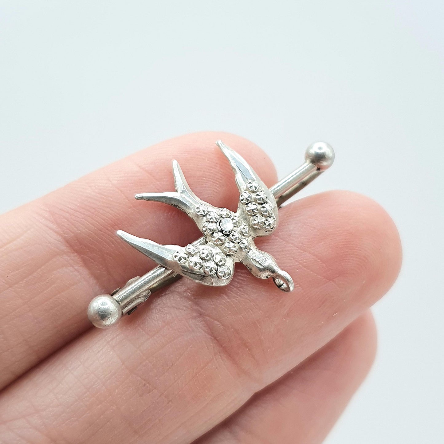 Antique Victorian Solid Silver Bird Brooch Pastry Cutter Swallow Vintage Jewelry Jewellery Mens Womens Unisex