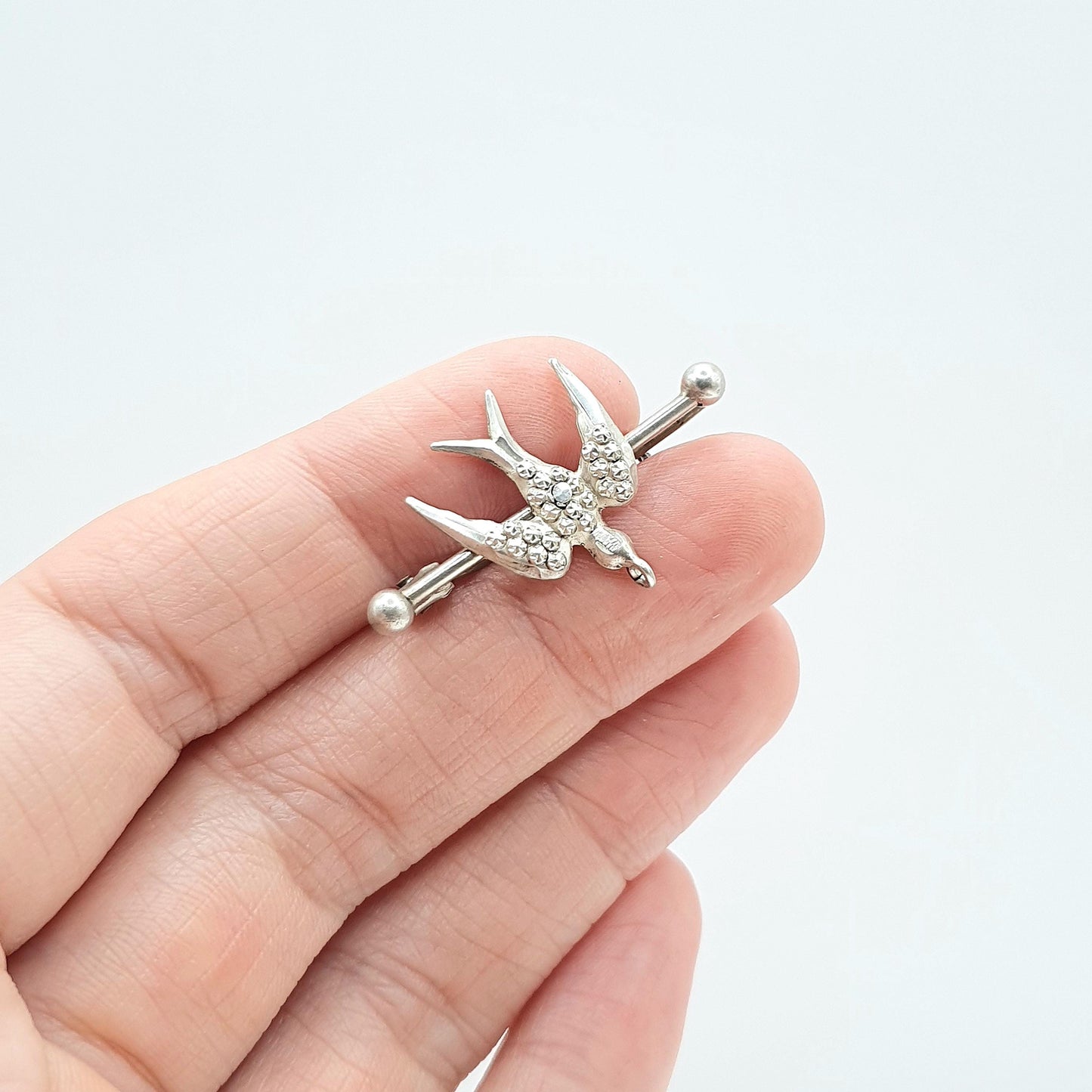 Antique Victorian Solid Silver Bird Brooch Pastry Cutter Swallow Vintage Jewelry Jewellery Mens Womens Unisex