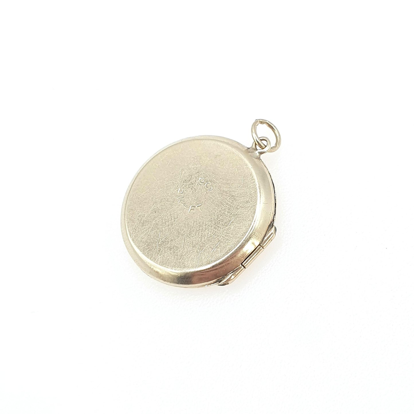Antique 9ct Gold Round Locket Gyroscope Pattern ack & Front 9k 9kt Circle Vintage Pendant Necklace Jewelry Jewellery Womens
