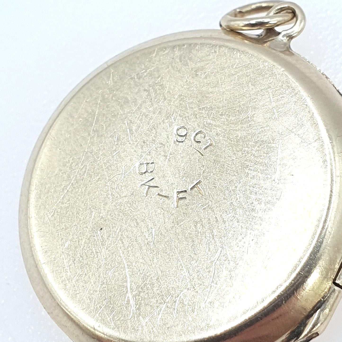 Antique 9ct Gold Round Locket Gyroscope Pattern ack & Front 9k 9kt Circle Vintage Pendant Necklace Jewelry Jewellery Womens