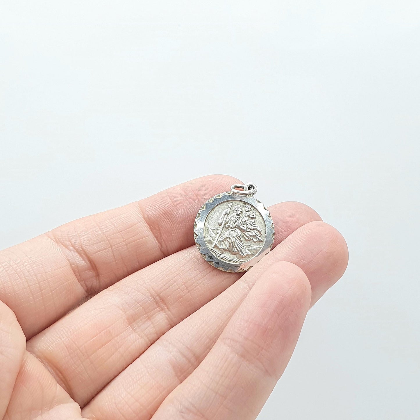 GEORG JENSEN Vintage Sterling Silver St Christopher Pendant Double Sided Car Plane Boat Womens Mens Unisex Jewellery Jewelry