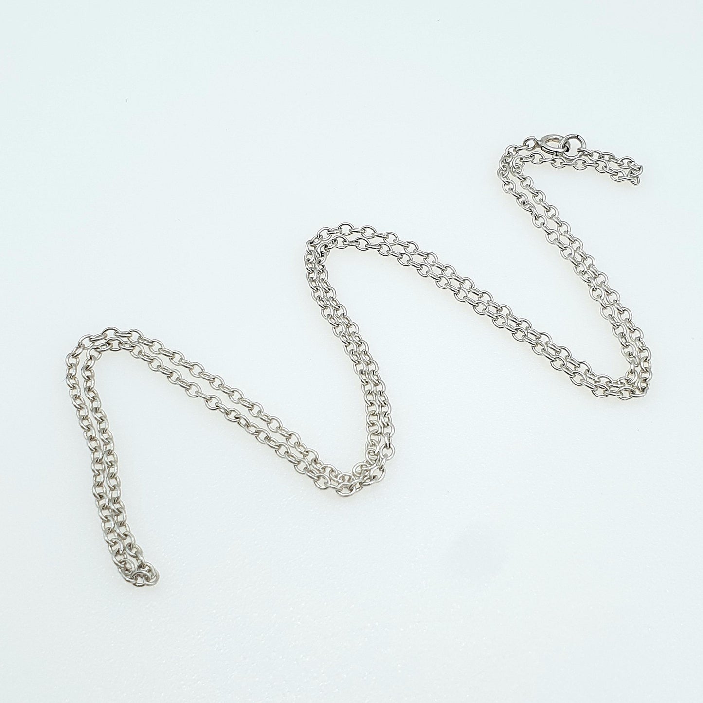 Vintage Sterling Silver Cable Link Chain Necklace Long Trace Links 57cm 22.4" 5.43g Unisex Mens Womens Ladies Retro Jewelry Jewellery